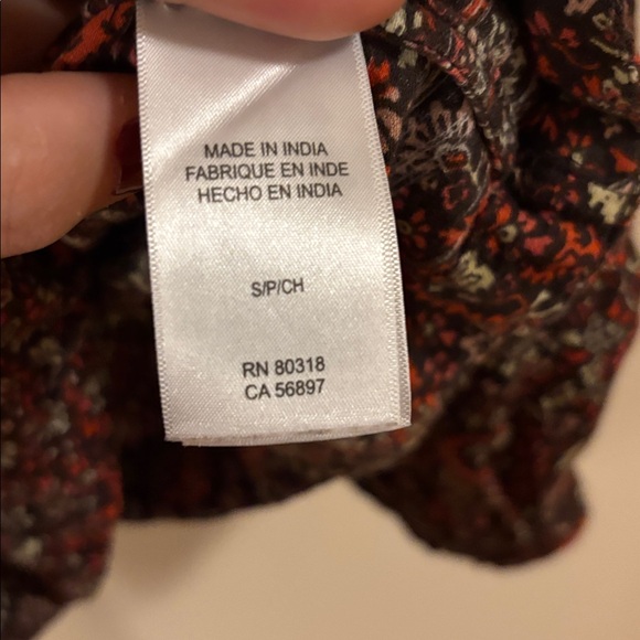 Lucky Brand smocked Paisley Blouse - Brown and Red - Picture 3 of 8